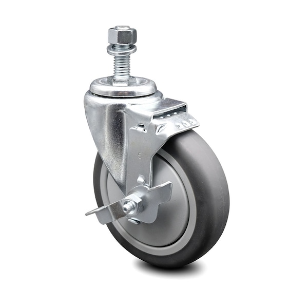 Service Caster 5 Inch Thermoplastic Rubber Wheel Swivel 1/2 Inch Threaded Stem Caster with Brake SCC-TS20S514-TPRB-TLB-121315 - main